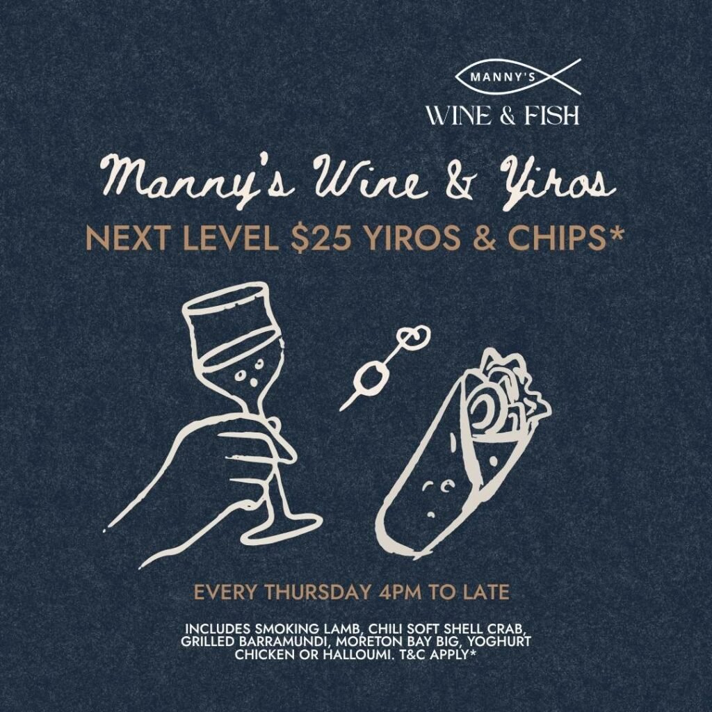 Mannys $25 yiros thursday night event Burleigh
